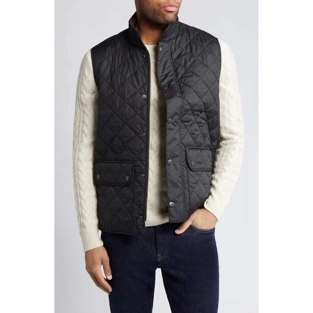 Barbour New Lowerdale Men's Black Quilted Gilet Vest Black Large - Authentic